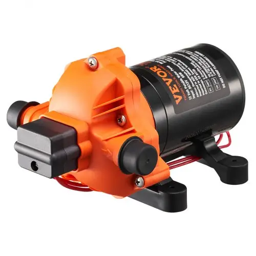 VEVOR 12V membraanpomp, 6,81 l/min, 3-kamer DC-waterpomp met automatische drukschakelaar, 40-100 psi instelbaar, 60 psi, 1/2" MNPT-aansluiting, voor campers, jachten, foodtrucks, campers en boten