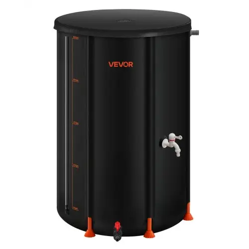 VEVOR Opvouwbare Regenton, Draagbare Regenwatertank van 250 liter, Regenwateropvangsysteem van 500D PVC, Watertank, Regenton met Kraan en Overloopset, Zwart