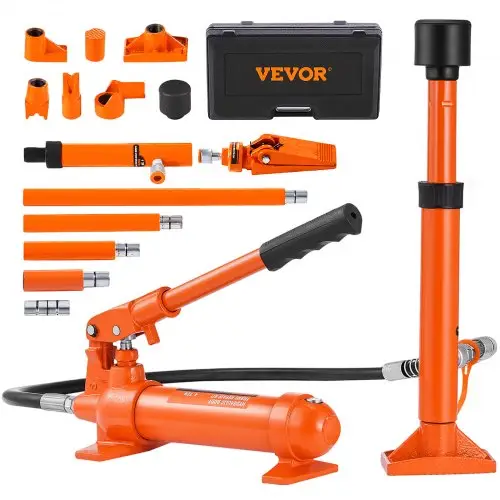 VEVOR hydraulische autokrik met luchtpomp, 4 ton, 125 mm slag, rood, incl. verlengstukken van 80 / 130 / 210 / 415 mm, elektrostatische poedercoating, autoreparatie