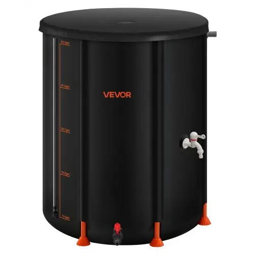 VEVOR Opvouwbare Regenton, Draagbare Regenwatertank van 201 liter, Regenwateropvangsysteem, Regenwateropvangsysteem van 1000D PVC, Watertank, Regenton met Kraan en Overloopset, Zwart