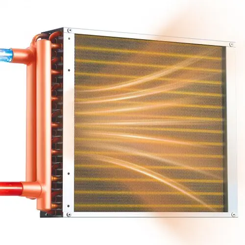 VEVOR lamellenwarmtewisselaar 356x356mm, 19 kW warmtewisselaar met koperen aansluitingen en aluminium lamellen, water-lucht warmtewisselaar met een werkdruk van 2,5 MPa, warmtewisselaar voor verwarming en koeling binnenshuis.