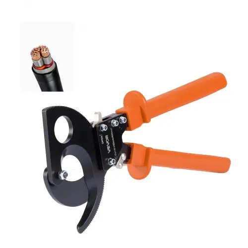 VEVOR ratelkabelkniptang, verenstalen messen met PVC-gecoate handgrepen, snelontgrendelingsknop, ratelkabelkniptang voor het knippen van koperen en aluminium kabels tot 800 MCM / 400 mm².