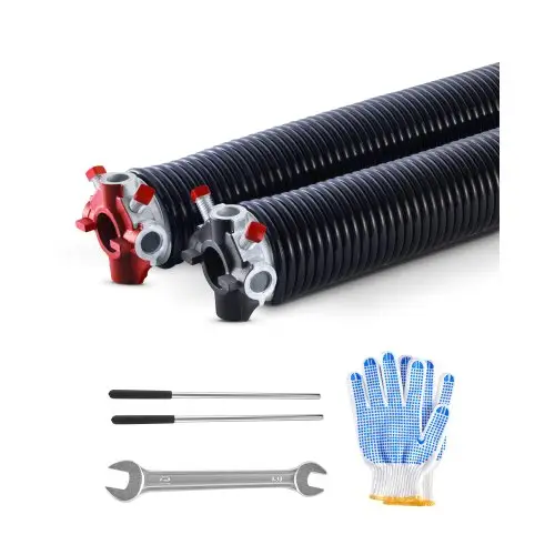VEVOR Garagedeur Torsieveren (Φ 6,35 x Φ 50,8 x 889 mm) 16.000 cycli, zwart gecoat voor vervanging, garagedeurveren met antislip wikkelstangen, handschoenen en installatiesleutel