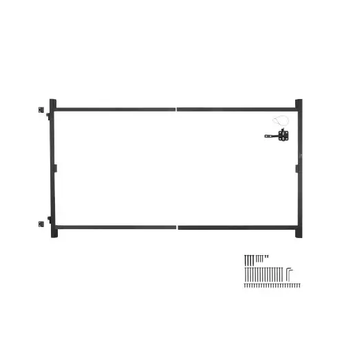 VEVOR poortset geschikt voor openingen van 152 tot 243 cm breed, verstelbare poortframeset (119 cm hoog) van ijzer, doorhangbestendige poortframeset met nachtschootslot en schroeven, voor houten schuttingen