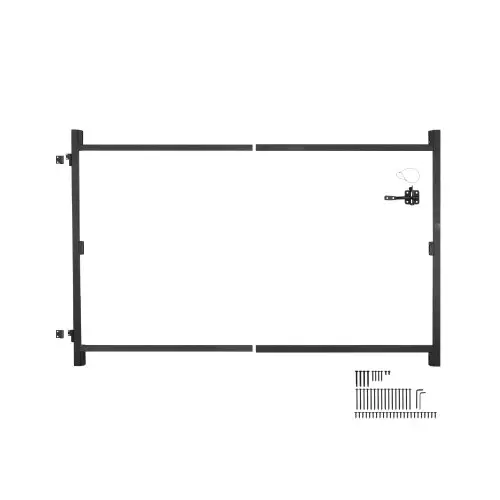 VEVOR poortset geschikt voor openingen van 1016 tot 1829 mm breed, verstelbare ijzeren poortframeset, doorhangbestendige poortframeset met nachtschootslot en schroeven, voor houten schuttingen, zwart