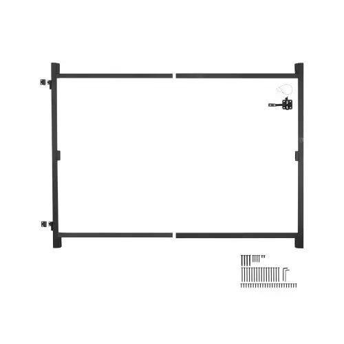 VEVOR poortset geschikt voor openingen van 915 tot 1524 mm breed, verstelbare ijzeren poortframeset, doorhangbestendige poortframeset met nachtschootslot en schroeven, voor houten schuttingen, zwart