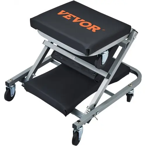 VEVOR 2 in 1 Auto Werkplaats Rolplank Werkplaats Ligstoel, Montage Ligstoel Werkplaatskruk 915 x 415 x 128 mm Montage Rolplank Zitting, Staal + Vinyl 360° Zwenkwielen Opvouwbare Zitting tot 136 kg Draagvermogen Rolligstoel