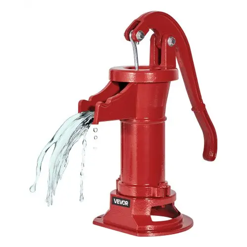 VEVOR Antieke Vintage Handpomp, 7,6 m opvoerhoogte, gietijzeren nostalgische pomp, bronpomp, handpomp, NPT 1-1/4 inch aansluiting, tuinpomp, voor tuin, vijver, erf, boerderij, rood