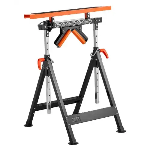 VEVOR 4-in-1 rolstatief 200 kg, rolstatief 84-127 cm in hoogte verstelbaar, werkstatief met rek en gepolijste multidirectionele rolkop, voor tafelzaagaansluiting, verlengstuk