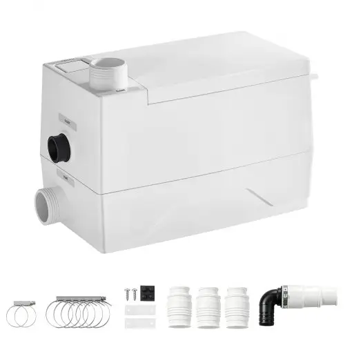 VEVOR pompstation 350 W 7200 L/u afvalwaterpompstation met 8 m opvoerhoogte, wit, afvalwaterpomp met 3 inlaten voor afvalwaterafvoer in kelder, keuken, gootsteen, douche, bad en wasruimte