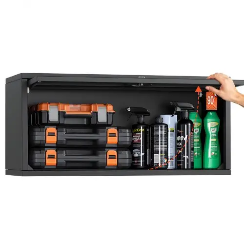 VEVOR Werkplaatskast met opklapdeur, 770 x 305 x 356 mm, Gereedschapskast met opklapdeur, Draagvermogen 54 kg per plank, Wandkast, Geschikt voor garage, kelder, keuken, magazijn, Montage vereist
