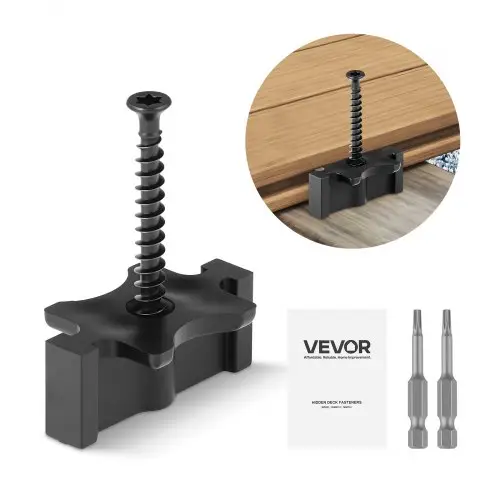 VEVOR 600x verborgen bevestigingen, afstandhouders voor vlonderplanken, universele composiet T-clips en kunststof bevestigingen met schroeven, geschikt voor plankafstanden van 6,5 mm en plankhoogte van 10 mm