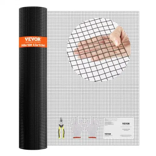 VEVOR Volièredraad 122 x 1524 cm, Tuinhek, 1,06 mm gaashekwerkrol, Vinyl gecoat gaashekwerk voor kippenhokken, Konijnen- en slangenomheining, Pluimveeverblijf