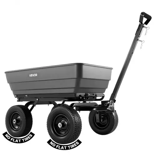 VEVOR Tuinwagen met kiepfunctie, 544 kg kiepwagen, handkar, dumper, 0,2 m³ bruikbare inhoud, 2-in-1 verstelbare handgreep, 90° snelkiepmechanisme, 180° zwenkwielen voor planten, grond en geoogste gewassen.