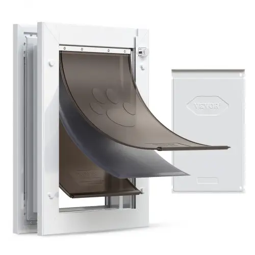 VEVOR Hondenluik (Medium) met 3 magnetische kleppen en metalen frame, weerbestendig kattenluik voor binnen- en buitendeuren, kattenluik, hondenluik, huisdierluik, wit, 20,96 x 31,12 cm (breedte x hoogte)