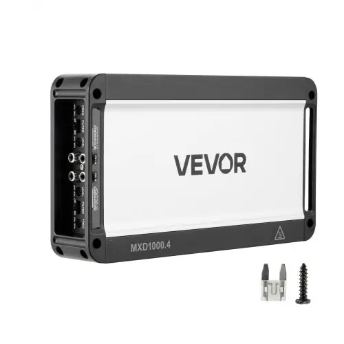 VEVOR 4-kanaals auto-versterker, klasse D brugversterker, max. 4 x 500 W bij 4 ohm / 4 x 1000 W bij 2 ohm, krachtige versterker voor SUV's, pick-ups en terreinwagens, multi-kanaals audioversterker