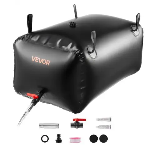VEVOR Waterzak, 240 liter, opvouwbare waterzak, 1000D PVC watercontainer, lekvrij, ideaal voor kamperen, tuinieren, campers en noodgevallen, zwart