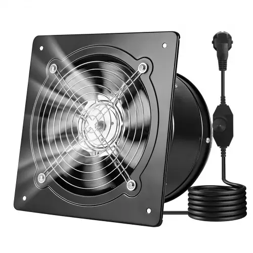 VEVOR Afzuigventilator 250x250 mm, Krachtige wandventilator 979 m³/h, met snelheidsregeling, 48 W Stille ventilator voor zolder, garage, kelder, werkplaats, keuken en kippenhok