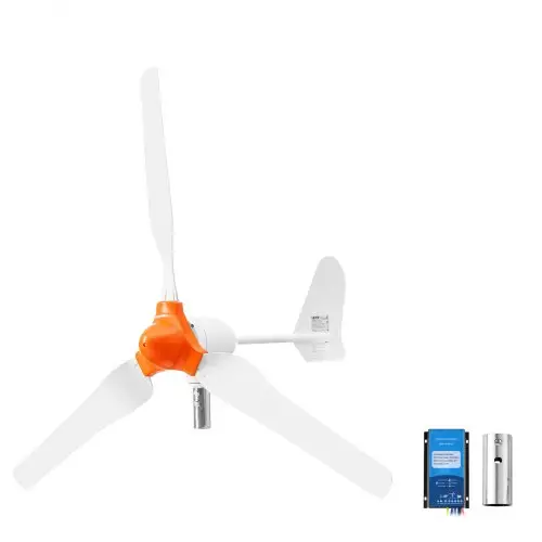 VEVOR 1000W 12V horizontale windturbine met hybride wind- en zonne-energiecontroller, 3 rotorbladen, 3-fasen wisselstroom, IP67-classificatie en overlaadbeveiliging, MPPT- en PWM-hybride controller, windturbine voor thuisgebruik en off-grid systemen