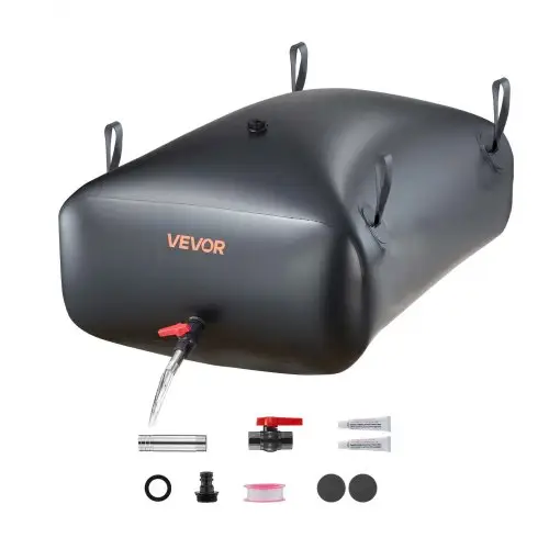 VEVOR Waterzak, 330 liter waterzak met kraan, opvouwbare en draagbare waterzak gemaakt van 1000D PVC, wateropslag voor irrigatiesystemen, droogtebestendig en voor noodhulp, zwart