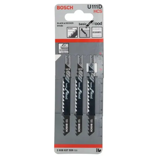 Bosch Basic for Wood Decoupeerzaagblad (3 stuks) - Professional U111D - 2608637559