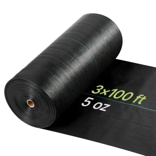 VEVOR Onkruidbestrijdingsdoek 0,9 x 30,5 m Tuinvlies 168 g/m², Polypropyleen Onkruidmat, Onkruidbarrière met hoge ventilatie en drainage, Wortelbarrière voor kassen, boerderijen en tuinen, Zwart