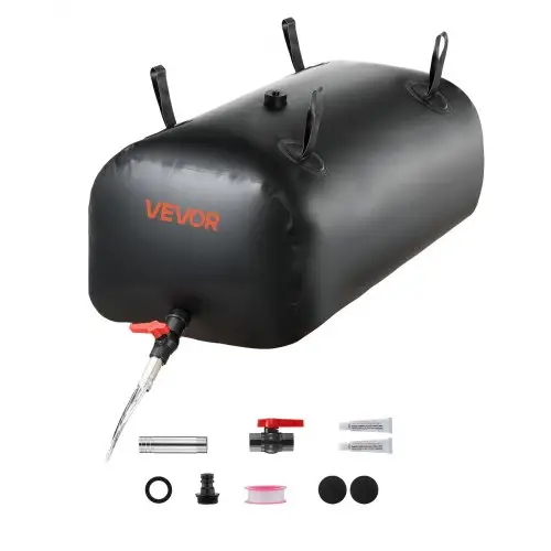VEVOR Waterzak, 113 liter waterzak met kraan, opvouwbare en draagbare waterzak gemaakt van 1000D PVC, wateropslag voor irrigatiesystemen, droogtebestendig en voor noodhulp, zwart
