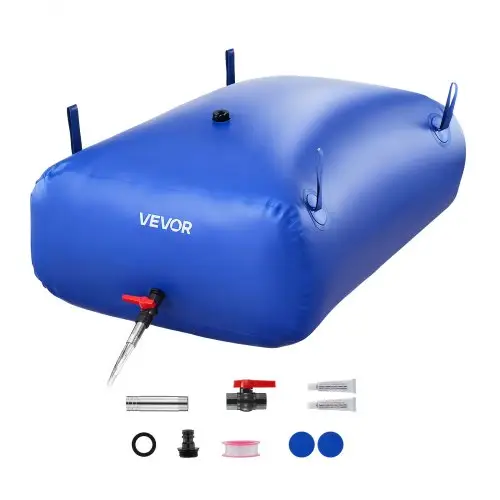VEVOR waterzak, 330 liter waterzak met kraan, opvouwbare en draagbare waterzak gemaakt van 1000D PVC, wateropslag voor irrigatiesystemen, droogtebestendig en voor noodhulp, blauw