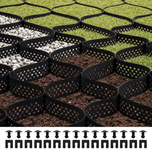 VEVOR Grindrooster, 75 mm diep, gazonrooster 7600 x 2900 mm, grindhoningraat, HDPE honingraatrooster, doorlatend geogrid voor opritstabilisatie, voor tuin, terras, looppad, camperparkeerplaats