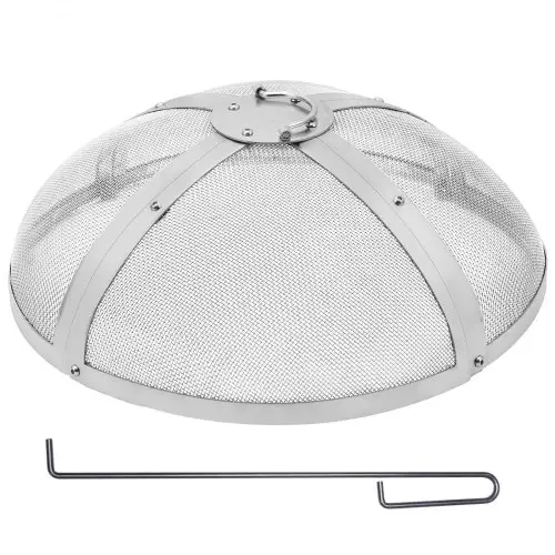 VEVOR Vonkenbescherming voor vuurschalen φ686 x 185 mm Vuurkorfrooster Vonkenbescherming RVS Vonkenkap 2 mm gaasgaten Vuurkorf Vonkenbeschermingskap Ideaal voor vuurkorven, vuurschalen en open haarden