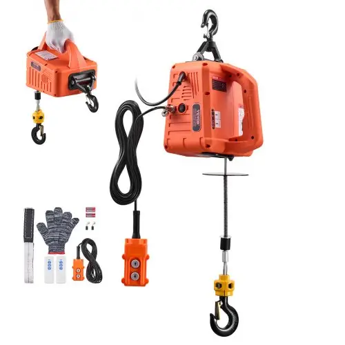VEVOR elektrische lier 700 kg, 3-in-1 takel 1500 W, kabeltakel met een hefhoogte van 7,6 m, kabeltreksnelheid 5 m/min, met handmatige, bedrade en draadloze afstandsbediening voor fabriek, magazijn en garage.