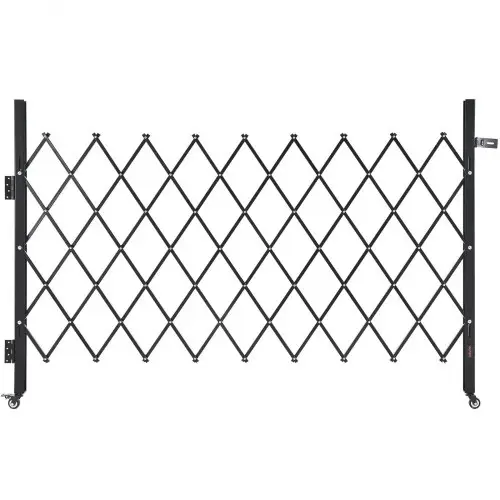 VEVOR Security Gate (enkel) Afsluitbare opvouwbare schaarpoort met 360° zwenkwielen, intrekbare stalen poorten voor buiten, voor toegangscontrole, garage, magazijn, opvouwbare poort 190 x 131 cm (B x H) Zwart