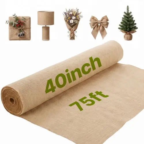 VEVOR Jute Stof, Jute Stof Rol, 50x50 Hoge Dichtheid Brede Natuurlijke Jute Stof Rollen, 1016mmx22.86m, voor Decoratie, Ambachten, Bruiloften, Tuinieren, Planten & Bomen Winterhoes