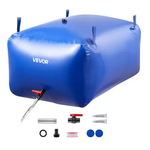 VEVOR Wateropslagzak, 400 L Waterzak, Opvouwbare zachtwatercontainer, Lekvrije en scheurbestendige PVC noodwateropslagtank voor campers, vrachtwagens en buitengebruik