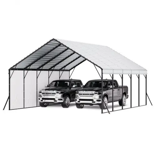 VEVOR Carport, 5,8 x 7,45 x 3,77 m, opbergtent met stevig frame en dak, carport met afneembare zijwanden, multifunctionele garagetent voor pick-up trucks, boten, vrachtwagens en tractoren.