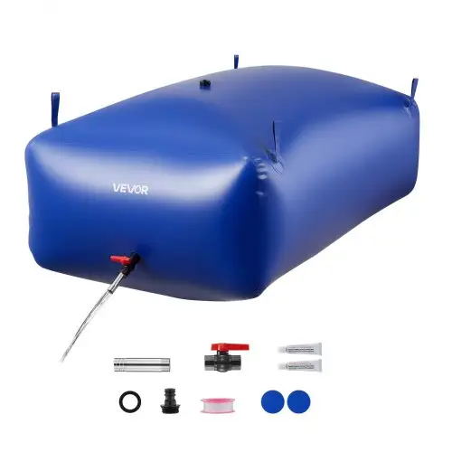 VEVOR Wateropslagzak, 1000 L PVC zachtwaterzak, wateropslagcontainer, lekvrije en slijtvaste watertank voor buitenbesproeiing van campers, campings en noodgevallen
