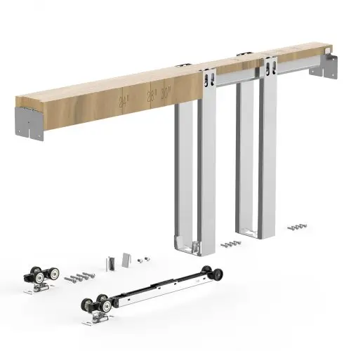 VEVOR Schuifdeurkozijnset voor deuren van 610–762 mm breed en 2032 mm hoog, schuifdeurset van gegalvaniseerd staal met tweeweg soft-closemechanisme en soepele glijding, voor woonkamer en badkamer