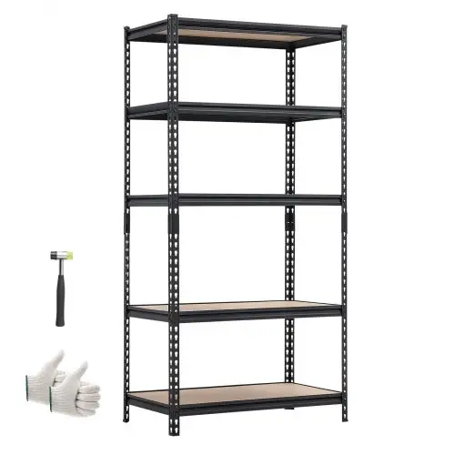 VEVOR zwaar uitgevoerde opbergkast 923x459x1813mm, draagvermogen 907,2kg, stalen frame, 5 verstelbare MDF-planken, modulaire opbergkast te gebruiken als werkbank, flexibele metalen opbergkast voor kelder, garage, werkplaats