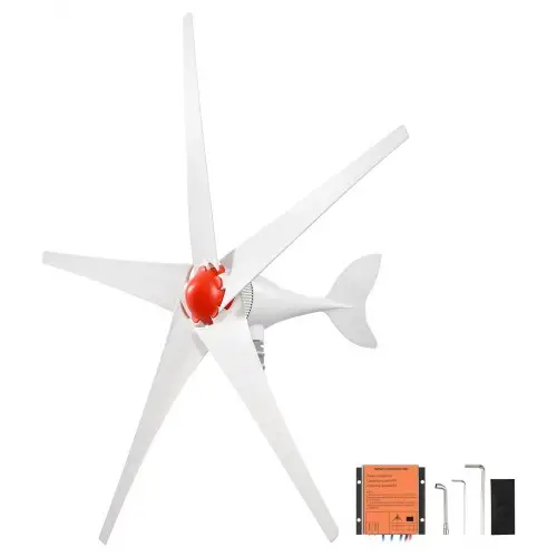 VEVOR 800W 12V horizontale windturbine met MPPT-laadregelaar, 5 rotorbladen, 3-fasen wisselstroom, IP67-bescherming en overlaadbeveiliging, windgenerator voor residentieel gebruik, landbouw, campers, boten en off-grid systemen.