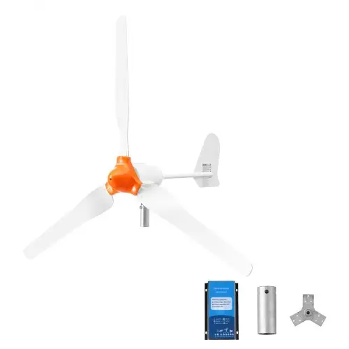 VEVOR 1200W 24V horizontale windturbine met hybride wind- en zonne-energiecontroller, 3 rotorbladen, 3-fasen wisselstroom, IP67-bescherming en overlaadbeveiliging, MPPT- en PWM-hybride controller, windturbine voor residentieel