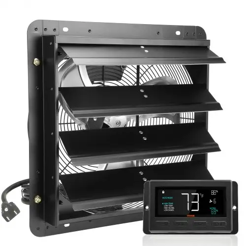 VEVOR 406 mm afzuigventilator, temperatuur-vochtigheidsregeling, EC-motor, 1747 CFM, wandventilator met snelheidsregeling, ventilatie en koeling voor kassen, garages, schuren