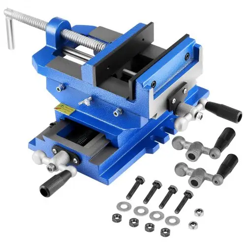 VEVOR Machinebankschroef, bekbreedte 10,16 cm, 2-weg XY-as kruisbankschroef, bekopening 8,89 cm, gietijzer, werkbankklem, voor houtbewerking, boor- en freesmachines
