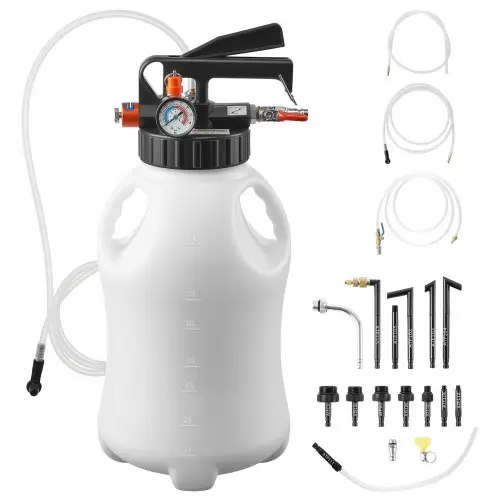 VEVOR 8L tandwieloliepomp, pneumatische transferpomp met 15 ATF-adapters, tandwielolievulapparaat met HDPE-tank, olie-afzuigpomp, olievulapparaat, olievuller, pompgereedschap voor auto's en boten
