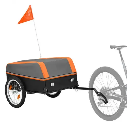 VEVOR Fietsaanhanger, Bagageaanhanger, Transportkar, Opvouwbaar, 40 kg laadvermogen, Koolstofstaal & 600D Oxford, Met Regenhoes, Reflectoren & Vlag, Voor Wielen 22-28 inch, Fietskar voor Boodschappen en Kamperen