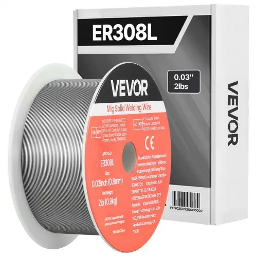 VEVOR MIG-lasdraad 0,8 mm, massieve lasdraad ER308L, beschermgasdraad, 0,9 kg roestvrijstalen draadspoel met hoge toevoercapaciteit voor beschermgaslassen in alle lasposities, 1 stuk.