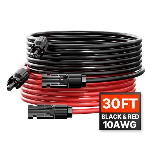 VEVOR 2x Solarkabel verlengkabel met vrouwelijke/mannelijke connectoren 6mm²/10AWG 9,14m