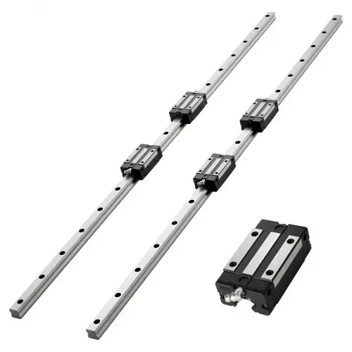VEVOR Lineaire Geleiders HGR20, 2-pack 1000 mm lineaire rails & 4 schuifblokken, roestvrij staal & hoge precisie, geleiderails voor doe-het-zelf-liefhebbers, CNC-freesmachines, draaibanken, freesmachines, 3D-printers