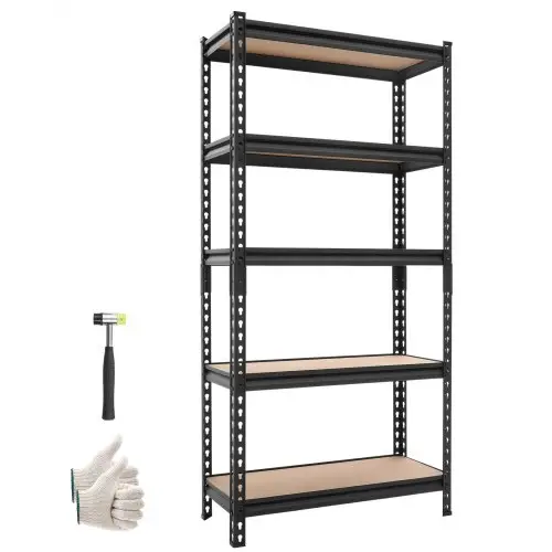 VEVOR Heavy Duty Opbergrek, 5 planken, 759x309x1520mm, 907,2kg draagvermogen, stalen frame, modulair en verstelbaar ontwerp voor doe-het-zelf, werkbankfunctie, flexibel insteekrek voor magazijn, garage, werkplaats