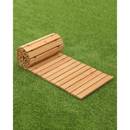 VEVOR Tuinpad Uitrolbaar Looppad 244x43 cm, Uitrolbaar Houten Looppad, Buitenpad van Cederhout met Staalkabelverbinding, Tuintrap, Houten Trap, Looppad, Paden in de Tuin, Achtertuin, Terras, Ideaal voor Bruiloftsfeesten