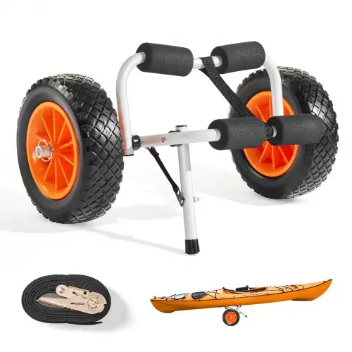 VEVOR Kajak Trolley, 90 kg, Opvouwbare kano-trolley met 25,4 cm massieve rubberen banden en 1 ratelband, Boot-trolley voor het vervoeren van kajaks, kano's, paddleboards, Jon Boats, 620x350x325 mm
